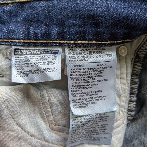 Levis 513 Jeans Men W34 L30 Blue Dark Wash Straight Leg Whiskering Actual W36L30 - Picture 7 of 9